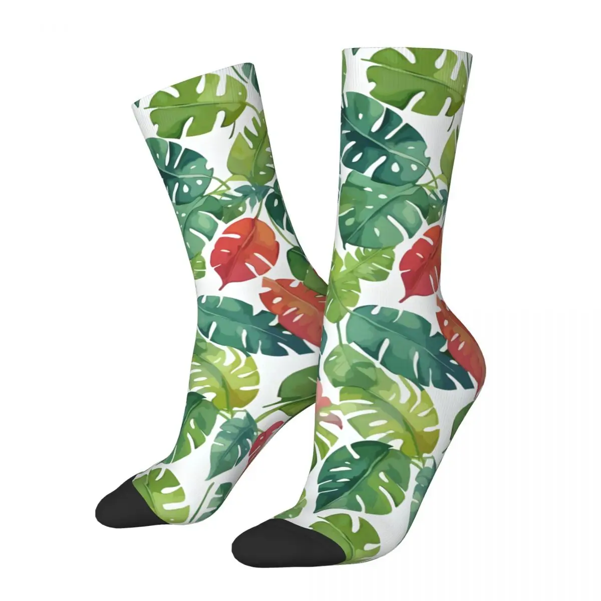 Crazy compression Tropical Leaves Sock for Men Harajuku Seamless Pattern Crew Sock Casual