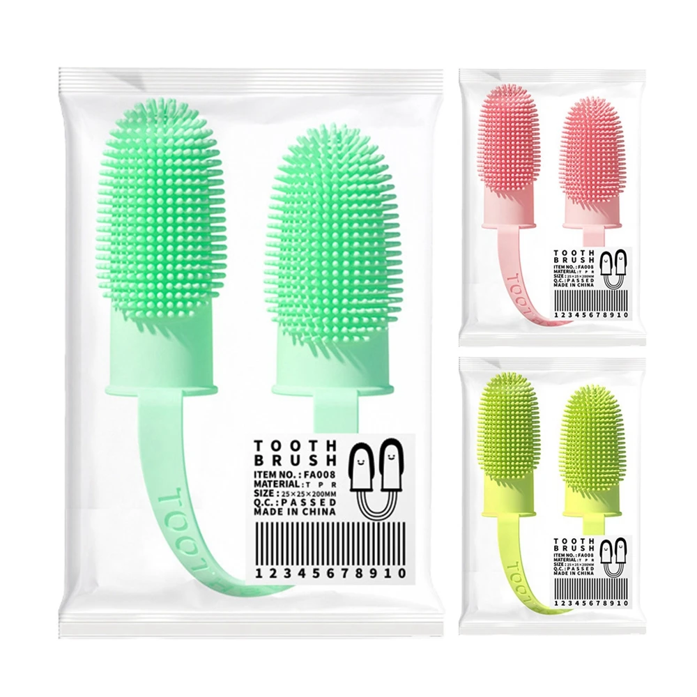 

Dog Finger Toothbrush Teeth Cleaning Dental Care Dog Tooth Brushing Kit for Puppies Cats Two-finger Finger Sleeve Toothbrush