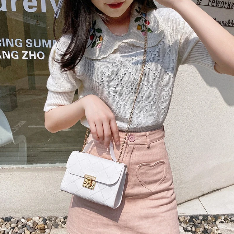 عالية الجودة حقيبة كتف مفردة موضة المرأة حقيبة يد بلون حقيبة عادية أنثى سلسلة الكتف الحقيبة حقائب جلدية للسيدات #3