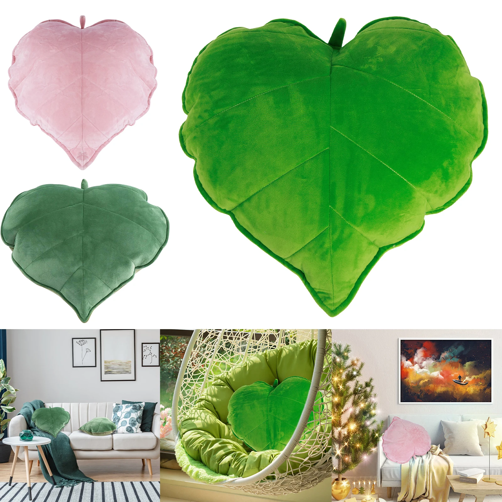 

3D подушка в виде листьев, мягкая удобная подушка для сна с растениями, 50 см, большая плюшевая подушка для спинки, украшение для дома, спальни, дивана