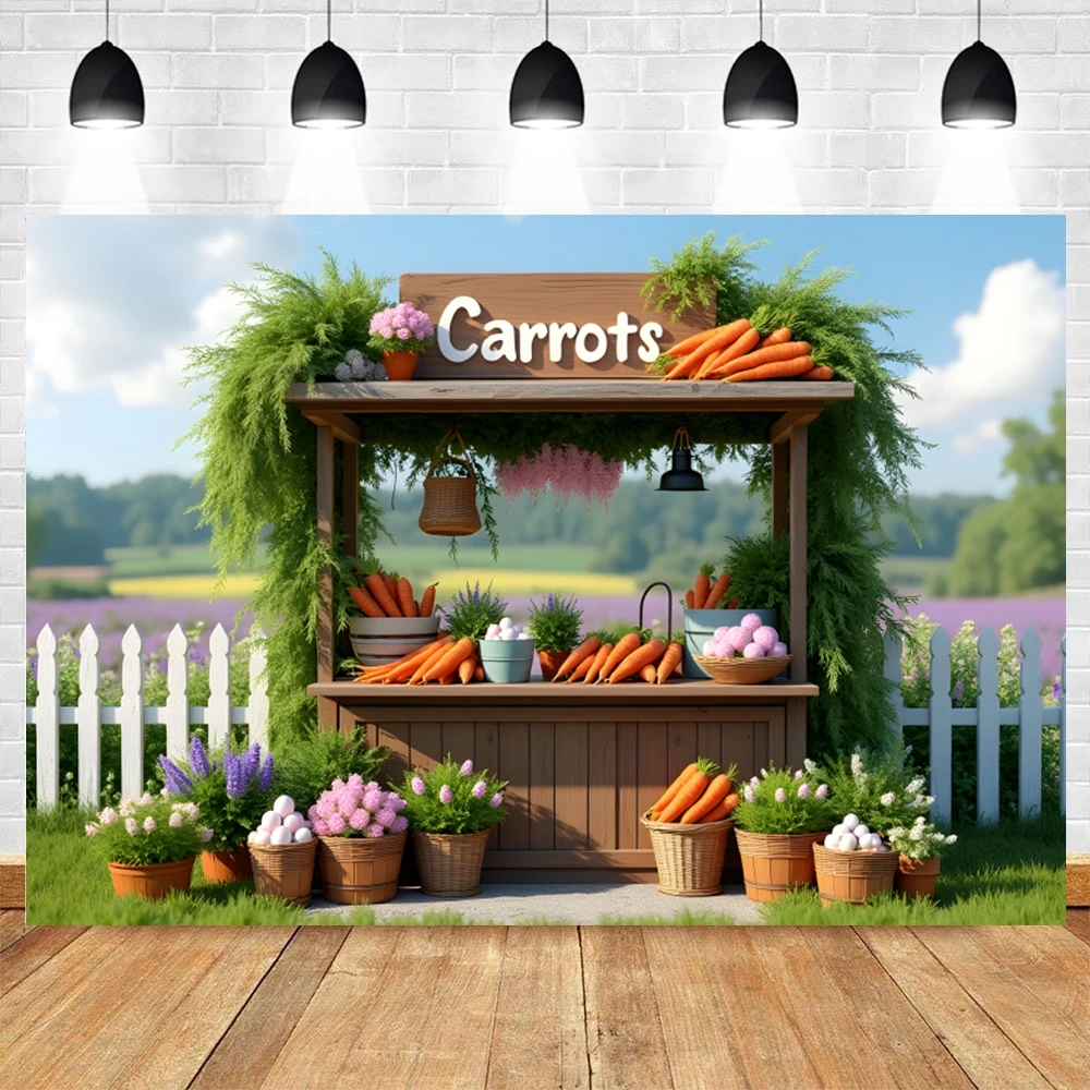Frühling Ostern Karotte Stall Hintergrund Karotten bunte Eier Gras Feld Zaun blauer Himmel Baby Kinder Portrait Fotografie Hintergrund