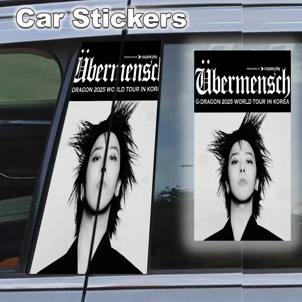

Корейская певица G-Dragon, 2 шт., наклейка на автомобильную стойку B, ПВХ, водонепроницаемая наклейка на оконную стойку, покрывающая царапинам наклейку на центральную стойку