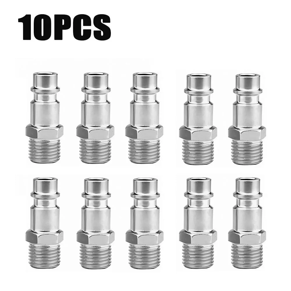 10pcs 1/4 Air Compression Tube Quick Connector, Air Hose Accessories For Spray Painting Gun Dust Blowing Gun - Pneumatic Tool