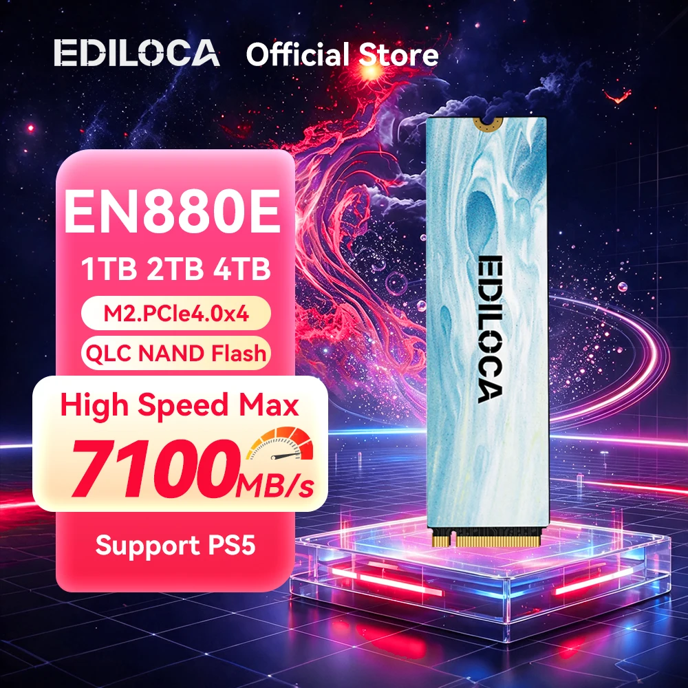 EN880E M.2 SSD 1TB NVMe SSD M2 2280 PCIe Gen 4.0x4 Read Up to 7100MB/s Internal Solid State Drive for Laptop Desktop PS5