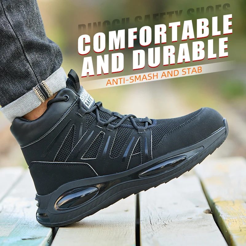 

Outdoors Indestructible Shoes Work Boots Steel Toe Shoes Men Safety Boots Anti-Smash Anti puncture Industrial Shoes Non-slip