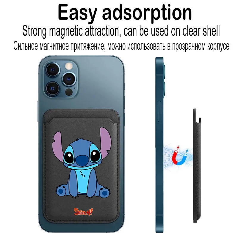 ل Magsafe محفظة حافظة جلدية المغناطيسي ميكي ميني الحقيبة حامل بطاقات التعريف الشخصية آيفون 13 14 15 دونالد داك ديزي غطاء