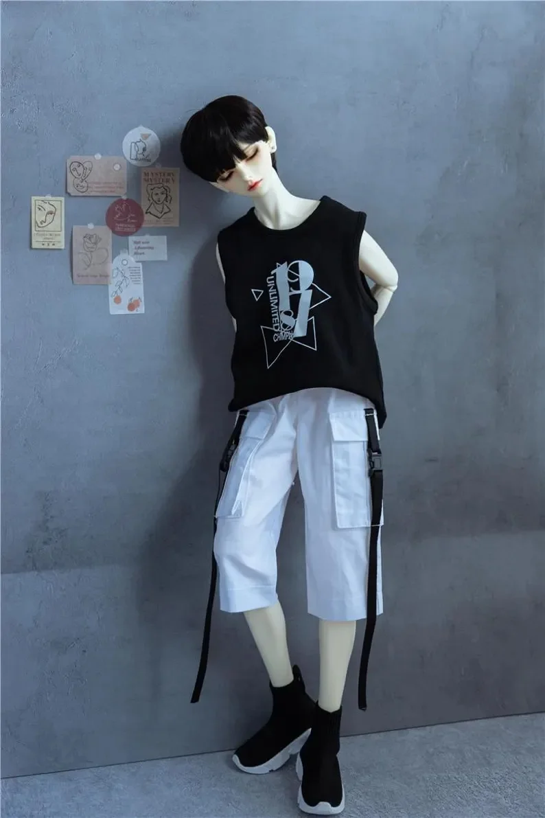 BJD Poppenkleertjes Zwarte Cargo Broek 70 cm 1/4 1/3 Op Voorraad SD17 Jongens Knappe Speelgoed Dagelijkse Dans Sport Shorts bjd Pop Accessoires