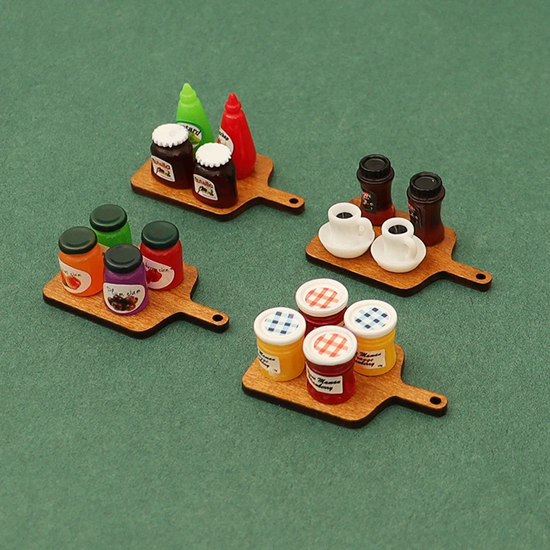 5Pcs/lot Dollhouse DIY Accessories Miniature Coffee Can Bread Spread Fruit Sauce Jam Food Model Kitchen Decor Toy