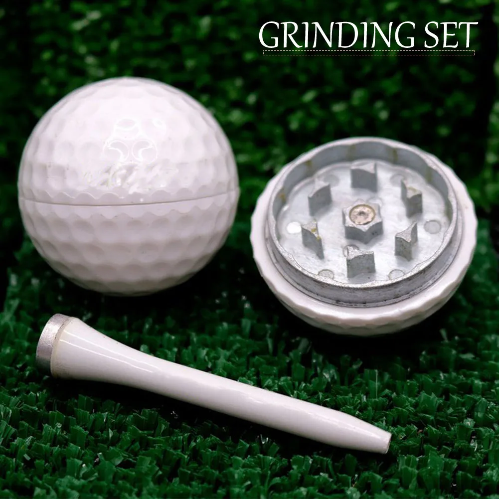 Tobacco Grinder Golf Ball Shape with Cigarette Smoking Pipe Metal Dry Herb Smoke Cigarette Accessories