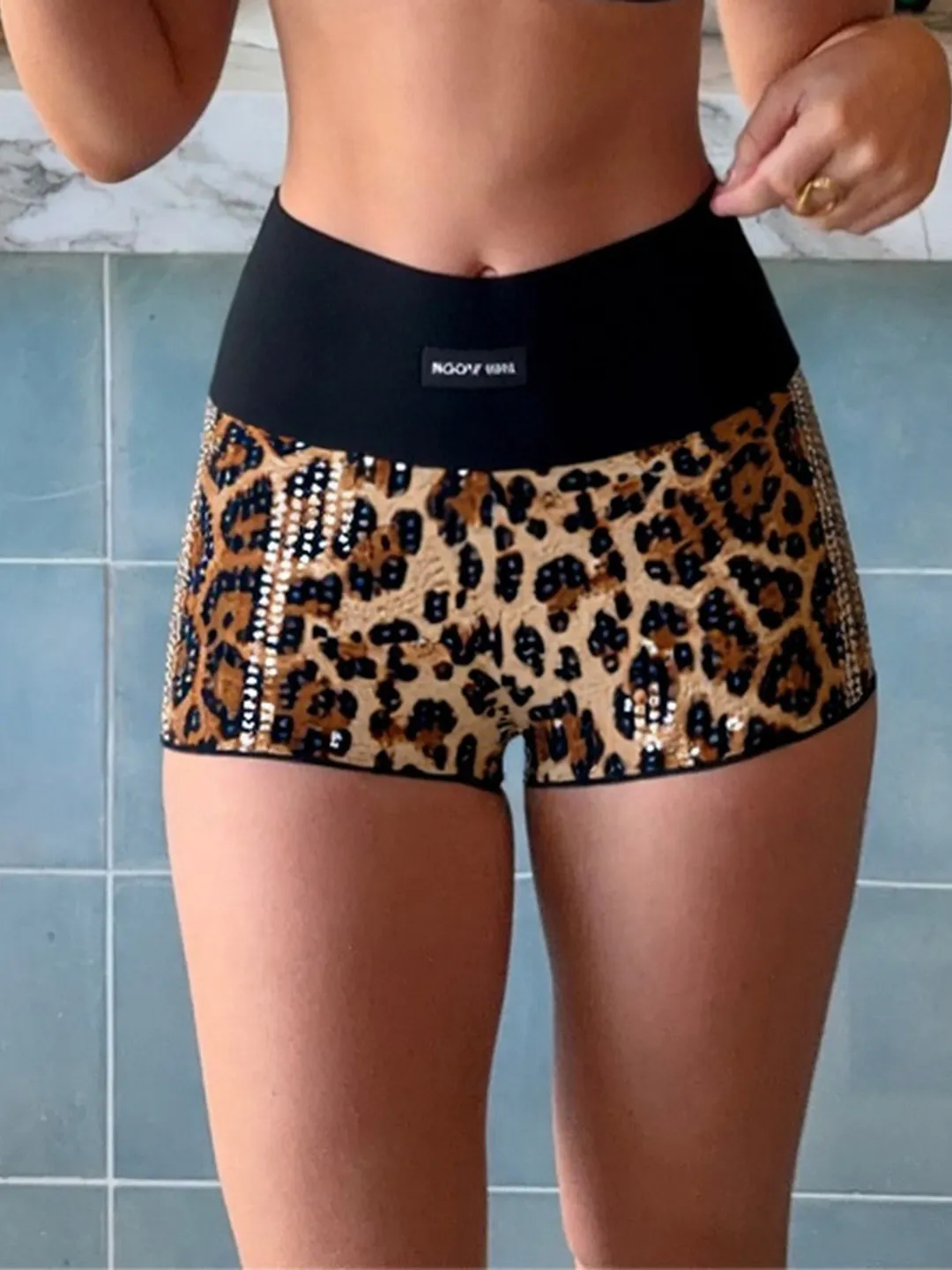 Women Mini Leopard Shorts Streetwear Vintage 2000s Y2k Gyaru Micro Sequins Shorts Low Rise Hot Pants Shorts Clothes Summer 2026
