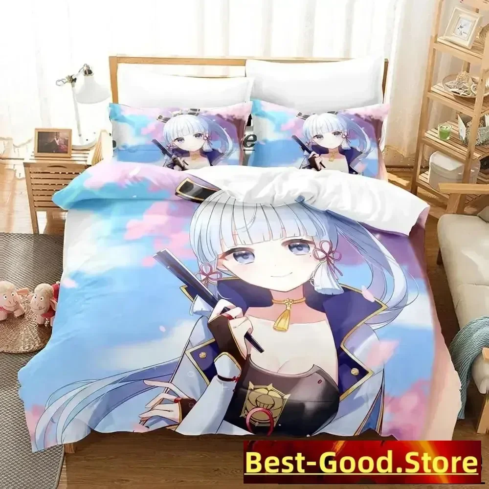 Game Genshin Impact Kamisato Ayaka Bedding Set Duvet Cover Bed Set Quilt Cover Pillowcase Comforter king Queen Size Boys Adult