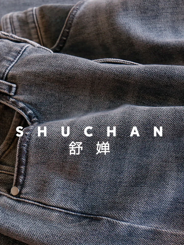 جينز نسائي مستقيم وواسع الساق عالي الخصر مغسول وقديم 86E3 بنطلونات Vaqueros Mujer جينز نسائي