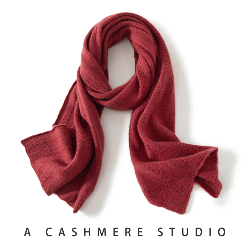 High Quality 100% Cashmere Knit Scarf Women Designer Luxury Autumn Winter Warm Scarfs Pashmina Hijabs Scarves Foulard Headband