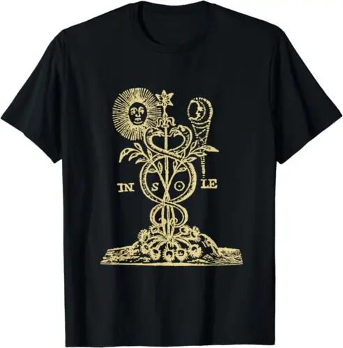 NEW LIMITED Vintage Alchemical Caduceus Sun Moon Hermetic Mystic Emblem T-Shirt