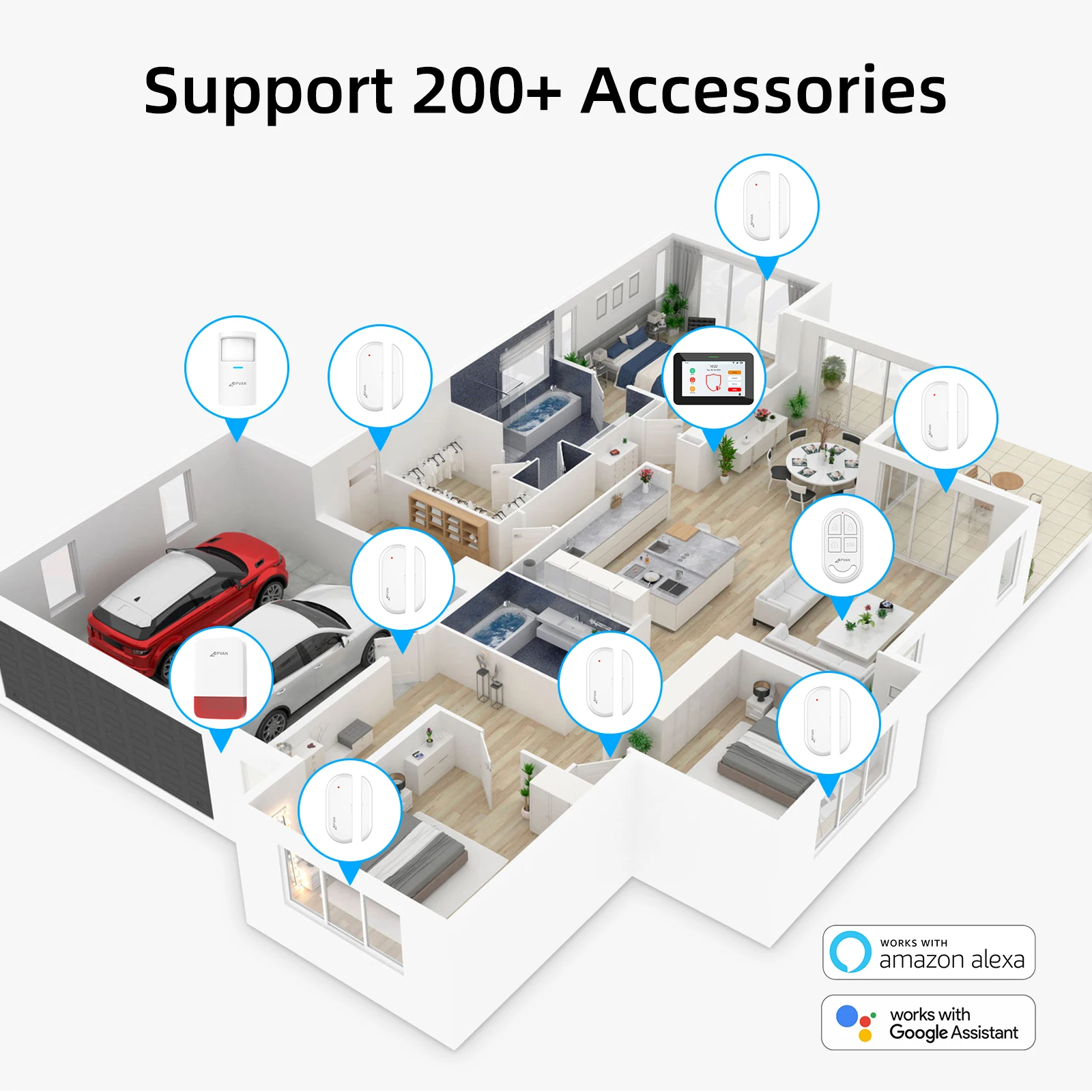 CPVAN نموذج جديد نظام إنذار المنزل الذكي 7 بوصة Tuya WIFI 4G لوحة المدمج في بطارية 5000mAh لنظام حماية أمن الوطن #6
