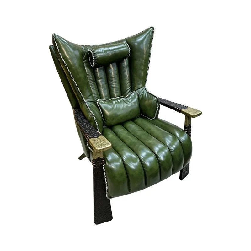 High-end sofa chair retro cowhide master chair hotel tea room home