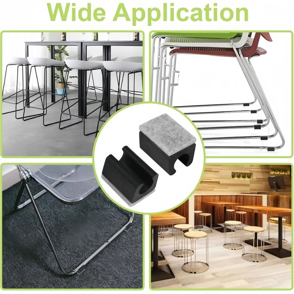 8PCS Felt Rubber Furniture Foot Pads Table Leg Covers Chair Pads Anti Slip U-Shaped Pipe Clamps Floor Protection Covers Pipe ﻿
