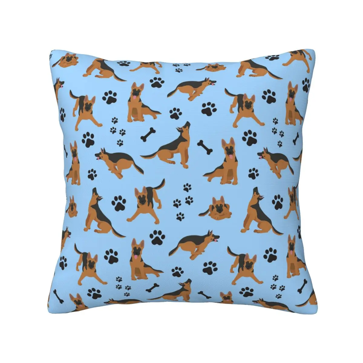 German Shepherd Pattern In Blue Square Pillowcase Pillow Cover Cushion Decor Comfort Throw Pillow for Home Sofa