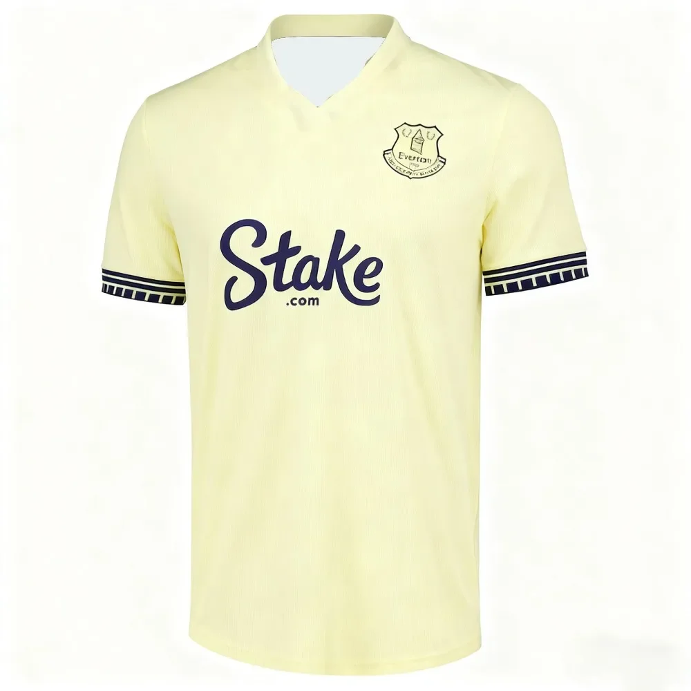 エバートン 25-26 ホーム＆アウェイ フットボール ジャージ Tシャツ 3D プリント半袖スポーツ Tシャツ 大人と子供用と同じ