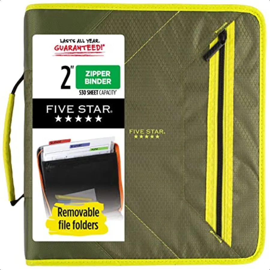 

2 Inch Zipper Binder Plus File Folders Olive Citrus 290360C