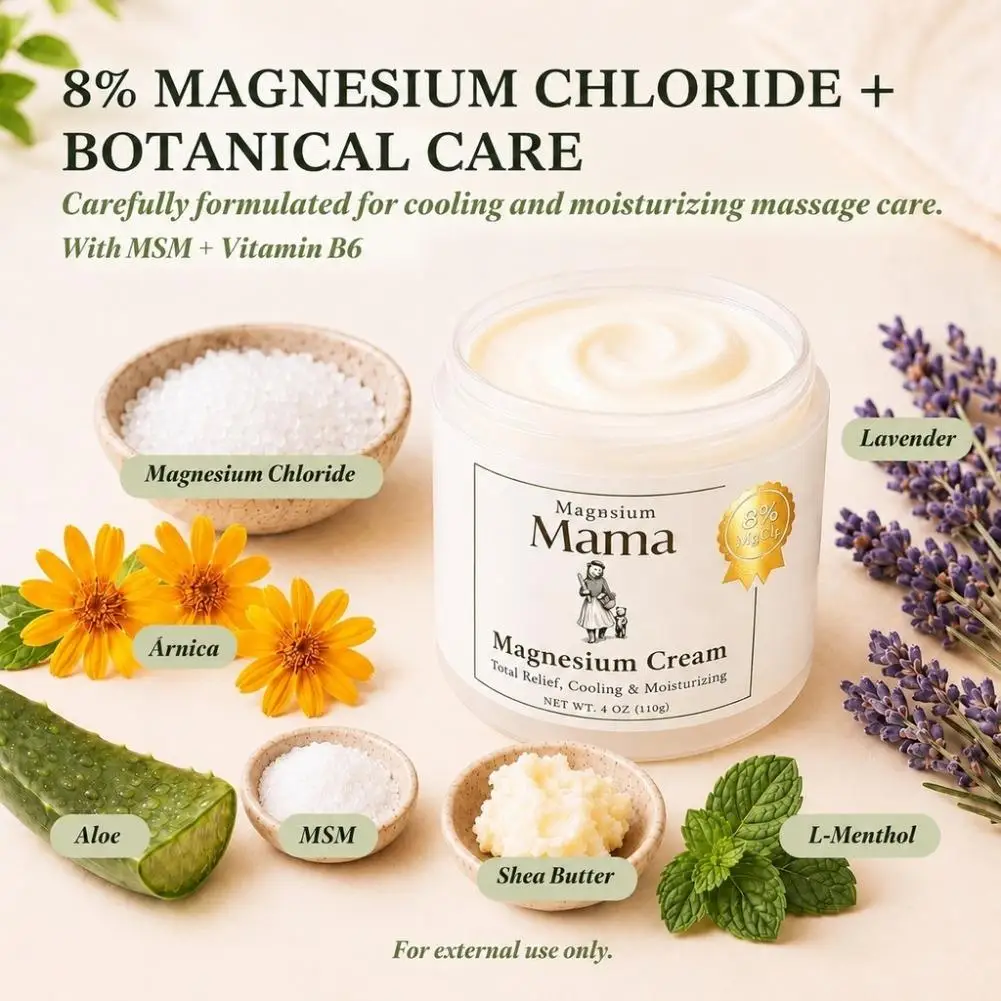 110g Magsume Mama Magnesium Cream, Cooling Moisturizing Body Cream Soothe Skin Discomfort Nourish & Soften Skin For Whole Body