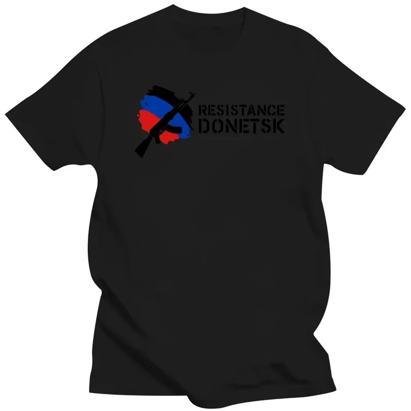 Donetsk Resistence AK Flag T Shirt. New 100% Cotton Short Sleeve O-Neck T-shirt Casual Mens Top