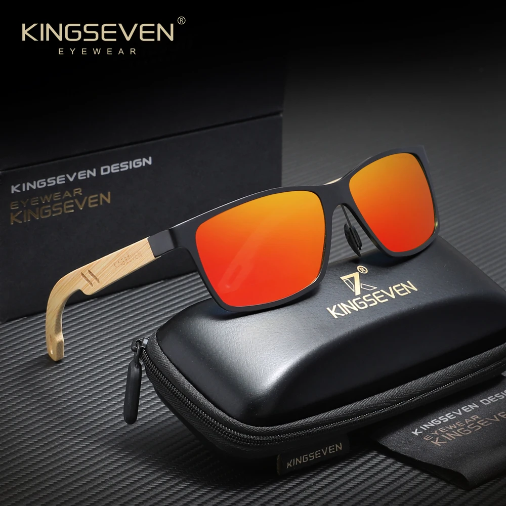 KINGSEVEN Bamboo Natural Wooden Handmade Sunglasses Men Polarized Eyewear Sun Glasses For Women