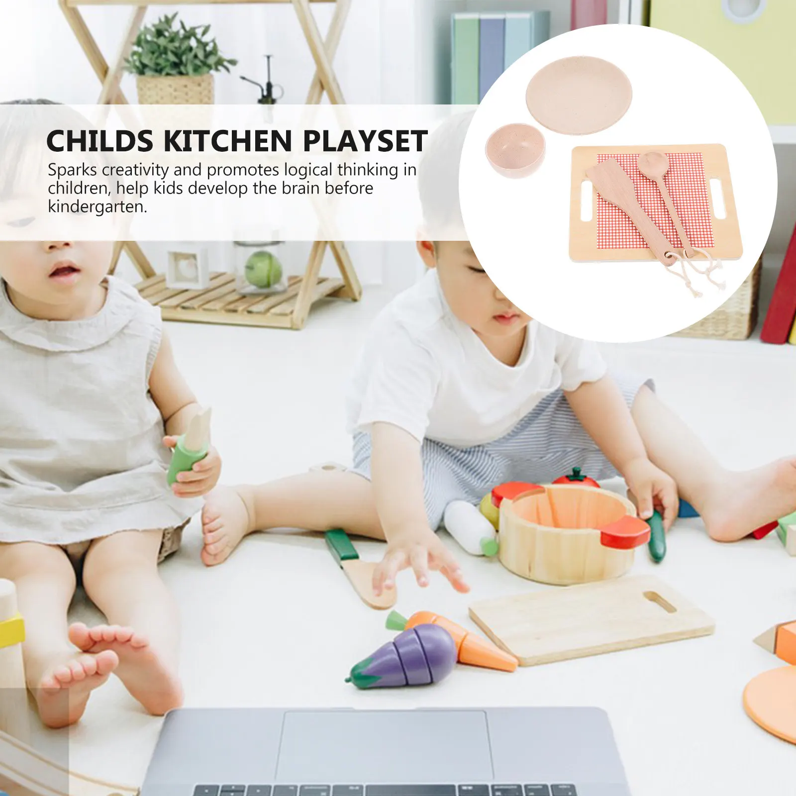 

1Set Wooden Kitchen Playset Smooth Edge Child Cooking Accessories Pretend Play Educational Role Play House Simulation for Kids