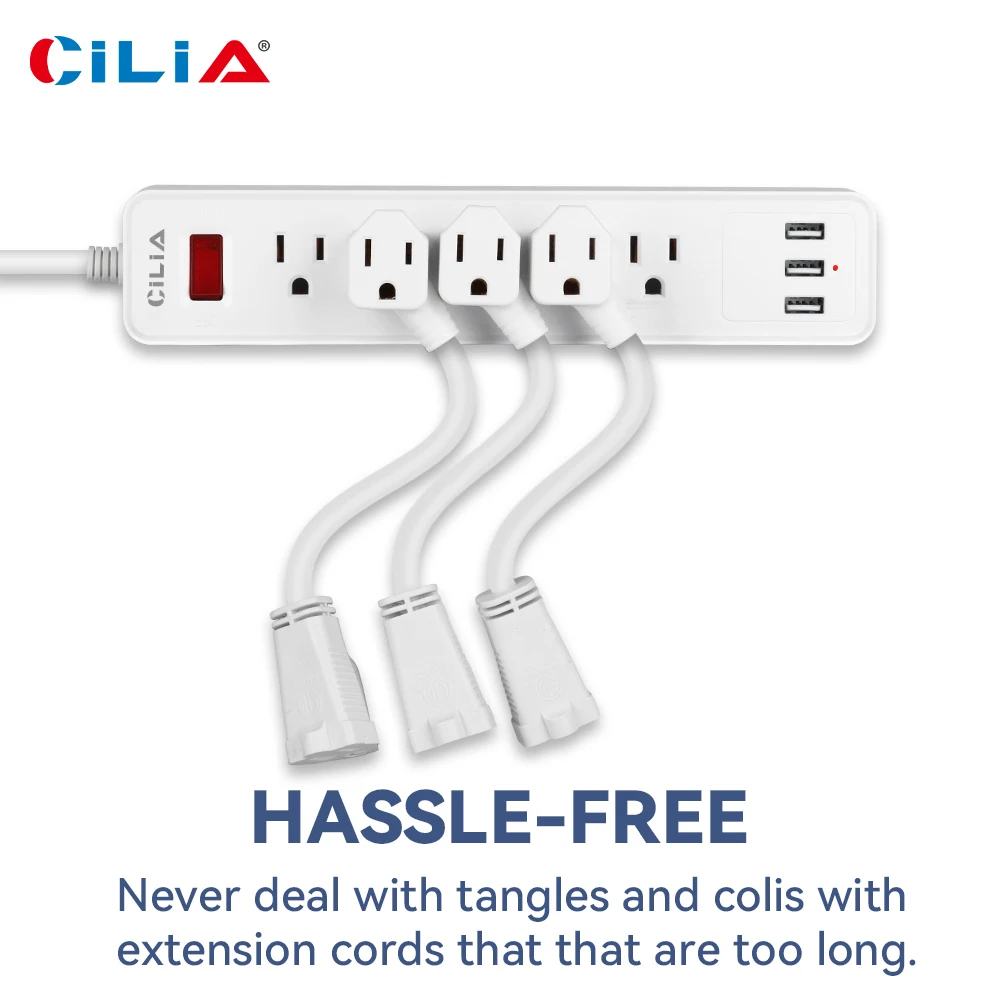 2  US Plug，3 Prong,  Extension Cord，12-inch，Cable With ,2 Outlets,Indoor Outlet Extender 1625W,15A,125V Adapted for the Americas