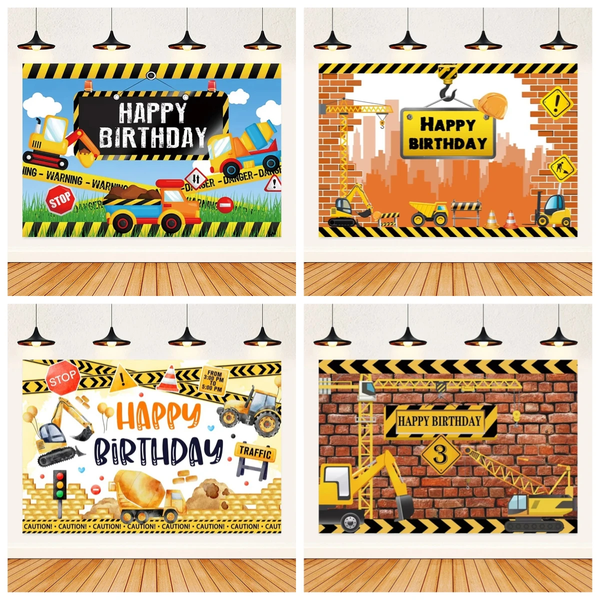 

Construction Team Excavator Car Theme Party Backdrop Big Dump Truck Engineering Vehicles Photography Backdground Photo Studio