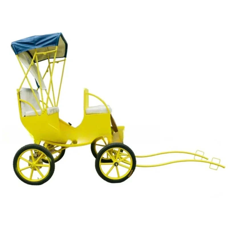

Classic yellow cart, competitive carriage, four-wheeler.