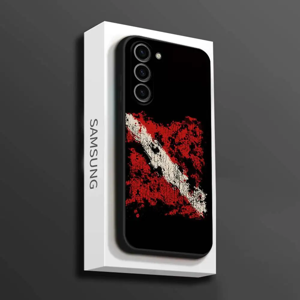 Casing Ponsel Bendera Selam Scuba untuk Samsung Galaxy A 73,72,51,53,52,71,22,5G,Note,J7,8,9 Sampul Hitam Lembut