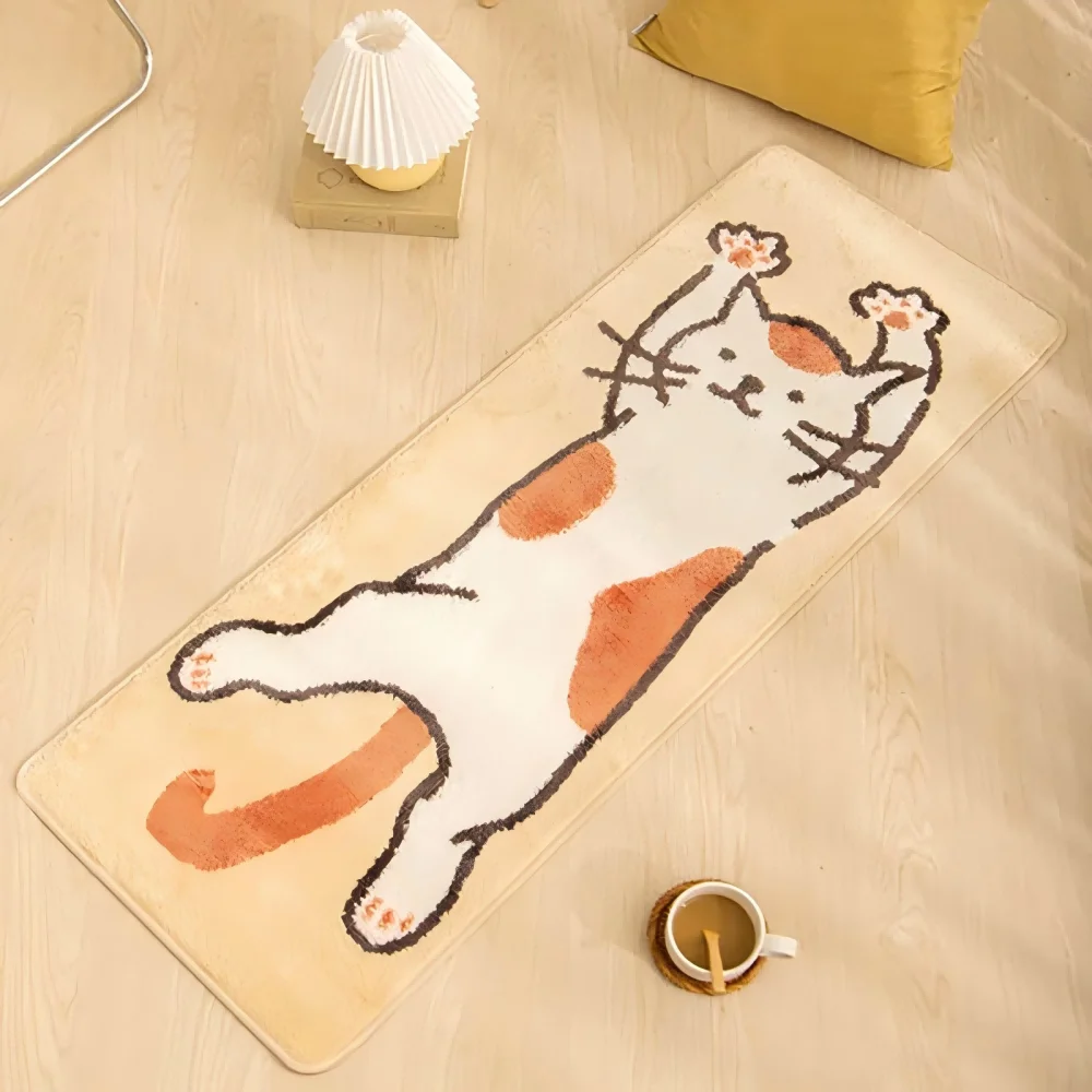 VIKAMA Cartoon Adorable Cat-Shaped Floor Mat, Non-Slip And Absorbent. For Living Room, Bedroom, Bathroom, Home Decoration Carpet