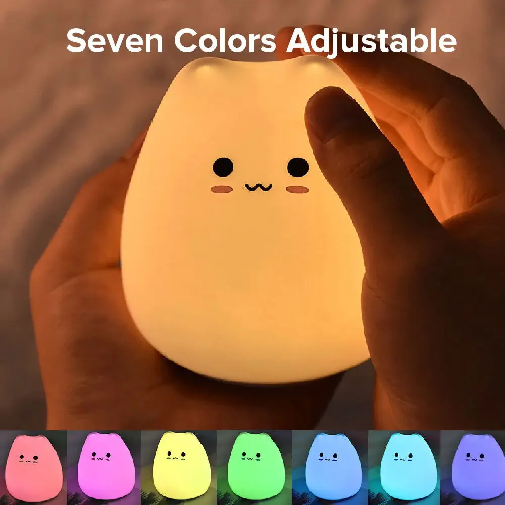 Seven Colors Touch LED Night Light Use Battery Soft Silicone Cartoon Sleep Atmosphere Light Night Light Children Boy Girl Gift