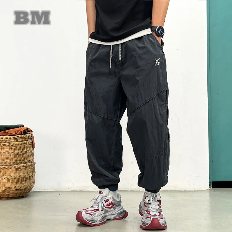 Korean Jogger Pants Men Summer Lightweight Loose Fit Breathable Quick Dry Tapered Casual Athletic Fashion Workout Sweatpants