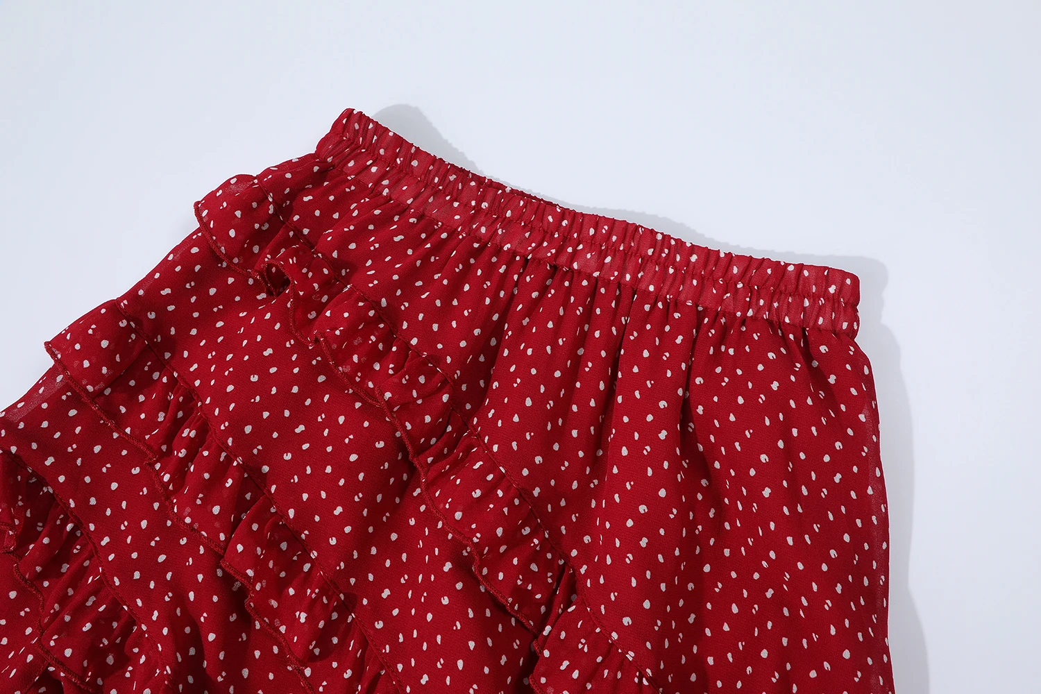 High Waist Vintage Red Dots Printed Women's Umbrella Cake Skirts 2025 New Irregular Ruffles Casual Loose A-line Skirts Female