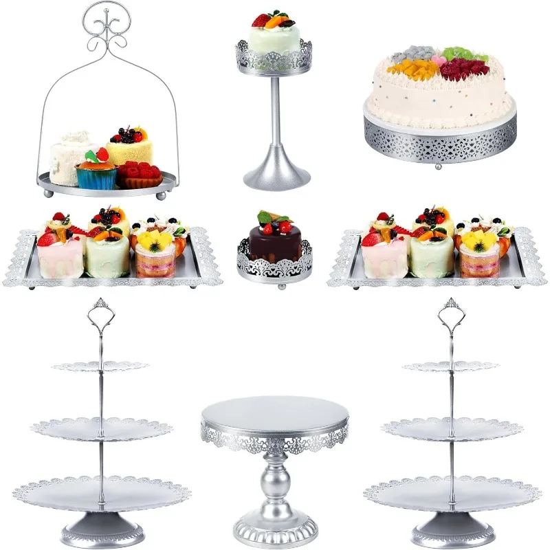 European creative gold hollow cake rack, wedding props dessert table decoration, pastry shop snack cake rack set