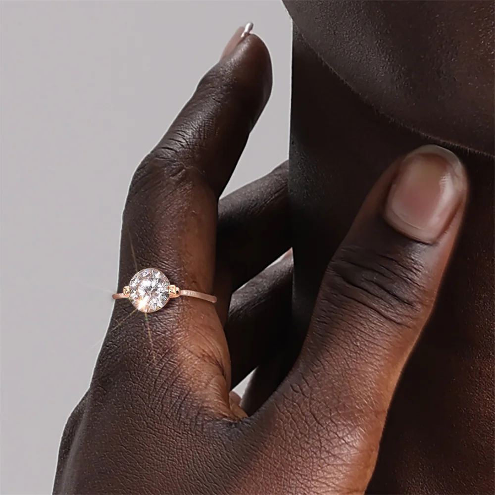 Canner 925 Sterling Silver Shiny Round Zircon Chain Finger Rings For Women US Size7 Chain Ring Jewelry Gifts