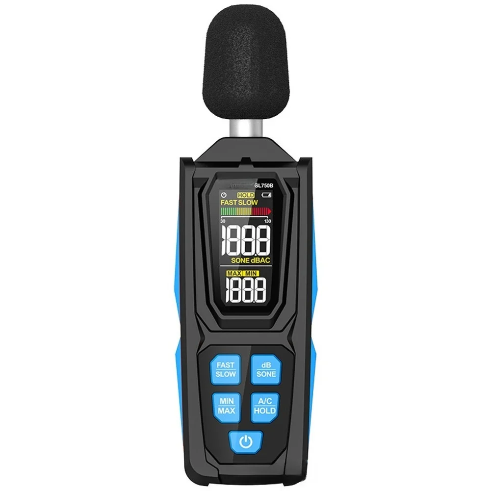 Sound Level Meter Digital Device Measuring Range 30-130dB Resolution 0.1dB A Weighting and C Weighting Modes Backlit Screen