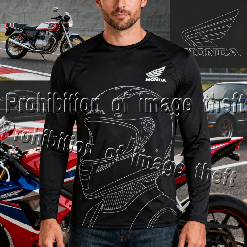 

Honda Autumn and Winter Sports Long Sleeved Shirt Men's Motorcycle Riding Top Base Shirt Mountain Riding Top Loose Fit