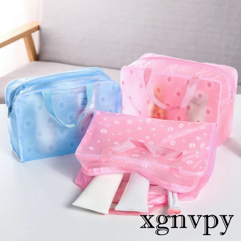 Xgnvpy Makeup bag Compression Travel Bath bag 5color waterproof makeup storage Women\'s Clear makeup  side for ladies