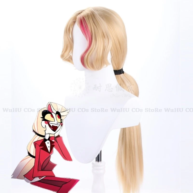 Anime Hazbin Charlie Morningstar parrucca Cosplay Charlie Cos Hotel Fantasia 100CM parrucca riccia donna uomo Halloween Party Roleplay parrucca