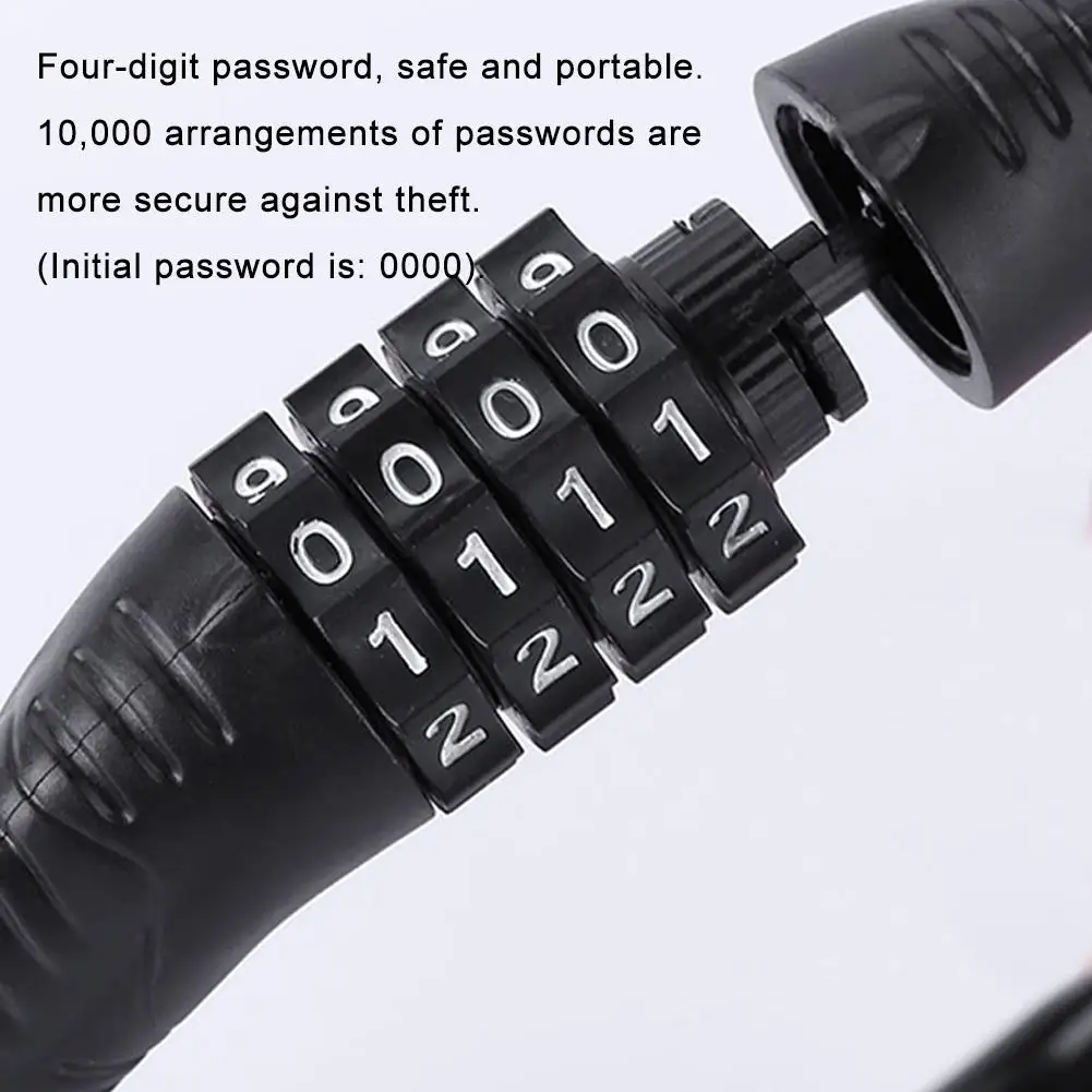 Bike Lock High Security 4 Digit Resettable Combination Bicycle Lock Cable Portable Code Lock Cable For Bicycles Gates