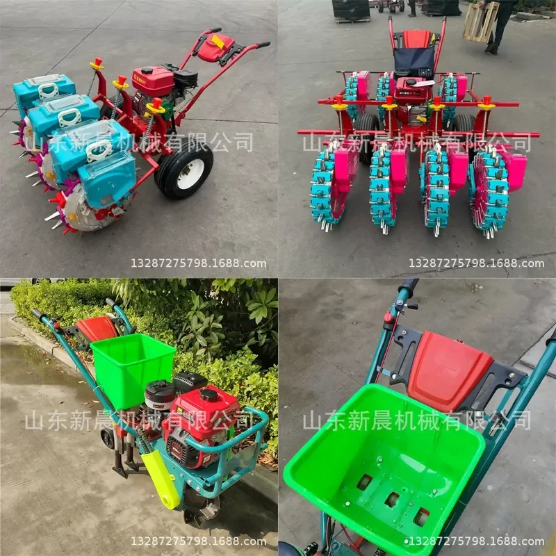 For Duck-billed Corn Seeder Double Row Hand Push Planter Soybean Sorghum Seeding Machine Farm Garden Tool