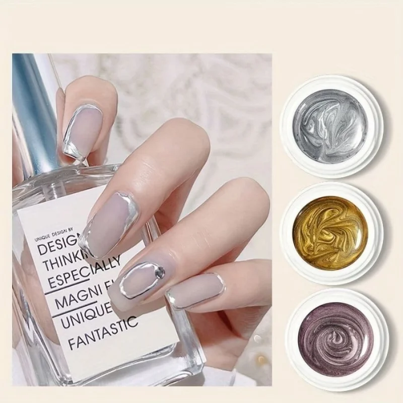 Metallic Gel Polish Painted Liner Gel Super Bright Mirror Chrome Gel Semi Permanent French Line Nail Gel Varnish view 2