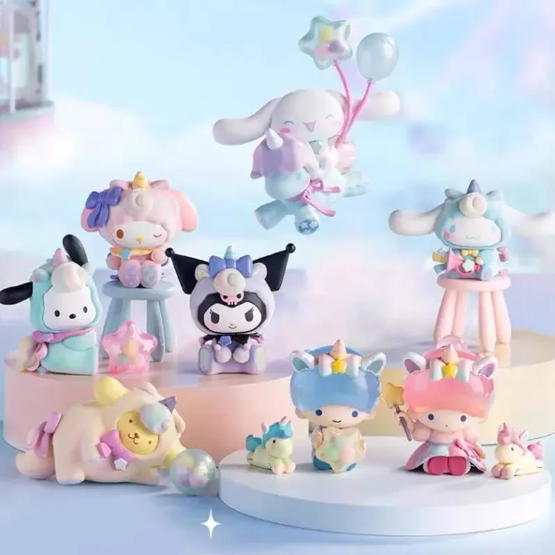 Simpatico cartone animato Sanrio My Melody Kuromi Cinnamoroll Purin Fantasy Paradise Series Blind Box Patria Versione Figura Regalo di festa