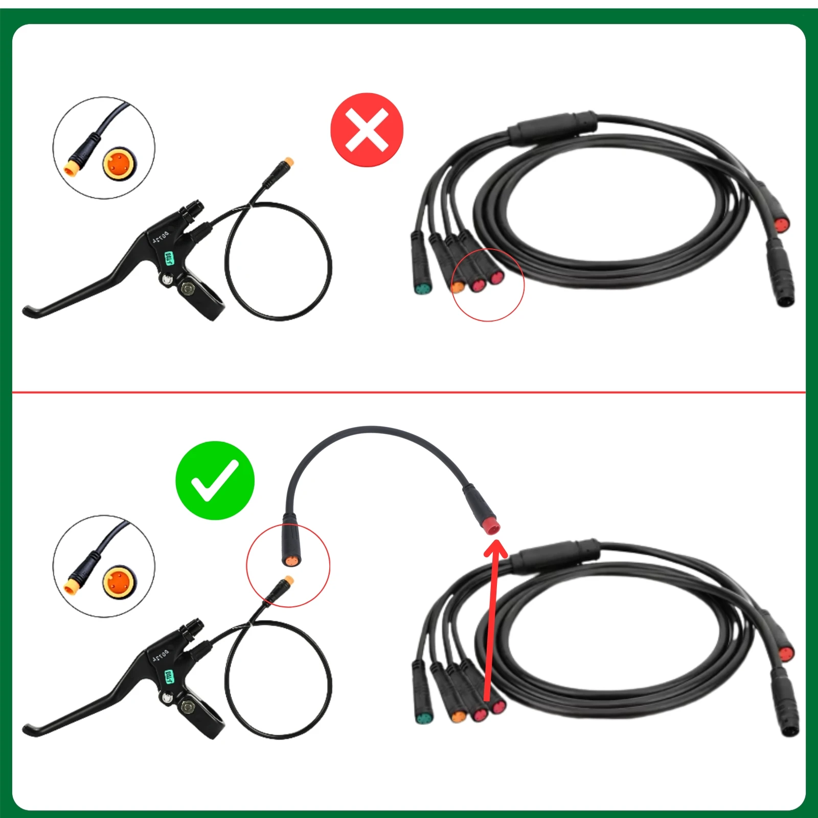 Картина 3: Тормозной трос M8 2PIN-3PIN EBIKE, обновление гидравлических электронных тормозов для электрического велосипеда с адаптером-переходником «мама-папа», красно-желтый