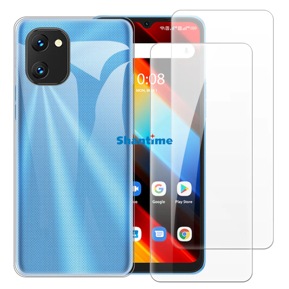 

Мягкий чехол + 2 комплекта защитных пленок из закаленного стекла для Umidigi Power 7S, Power 7, защита всего тела