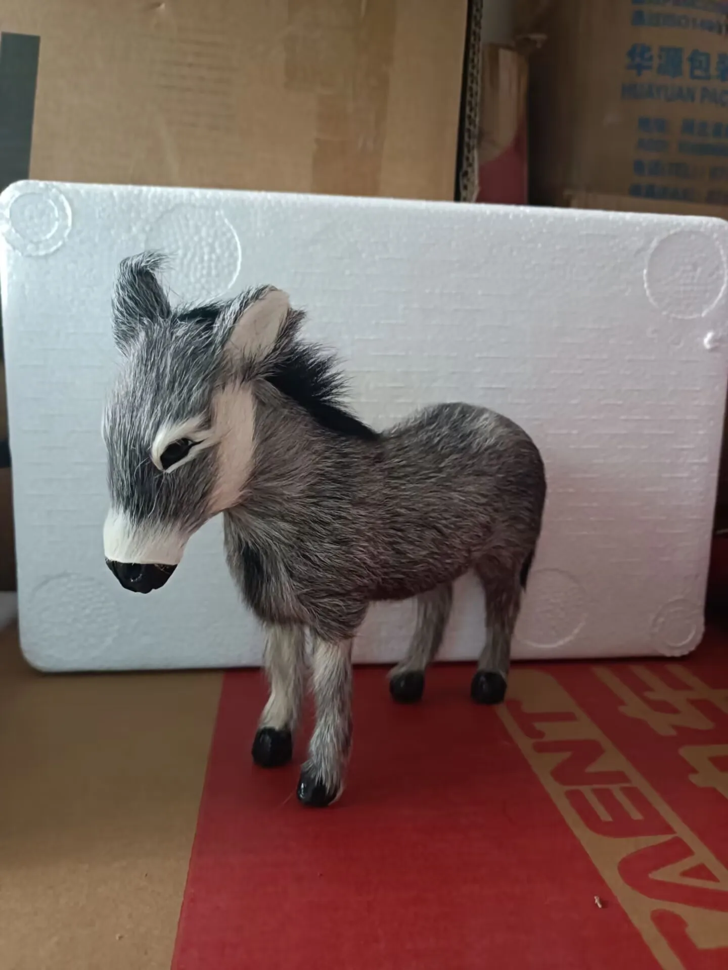 

Gray Simulated Donkey Model Natural Color Fur Plastic Toy Gift Approximately 21x18cm
