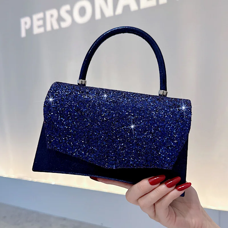 

Shiny Sequin Baby Blue Handbag for Women, Small Square Wedding Bridesmaid Bag, Elegant Dinner Chain Crossbody Ball Gown Purse